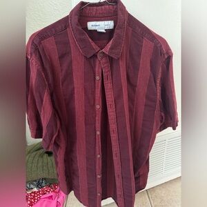 Vintage Linen/Cotton Blend Short Sleeve Button Down